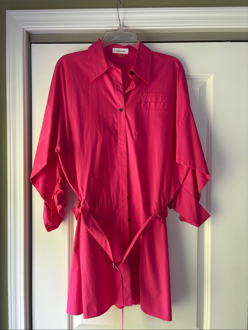 Calvin Klein Bright Pink Long Sleeve Shirt Dress